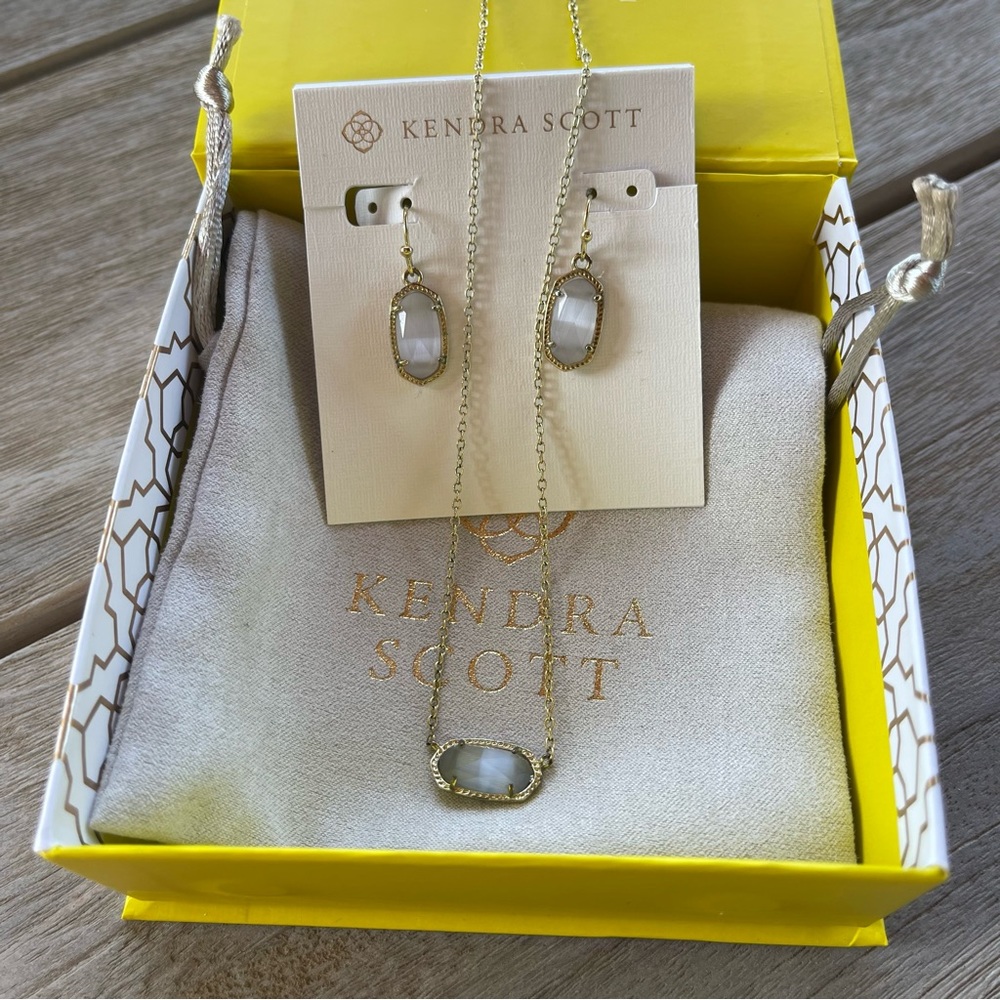 Kendra Scott Lee Drop Earrings & Elisa Gold Pendant Necklace